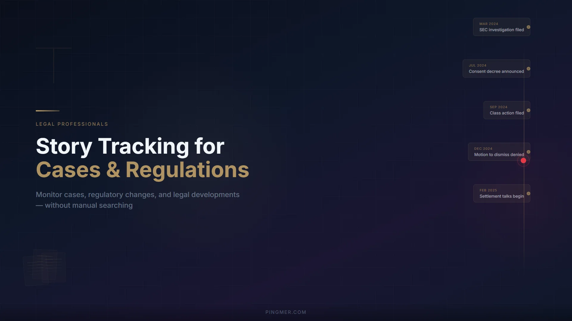 Story Tracking for Legal Professionals: Monitor Cases, Regulations, and Developments